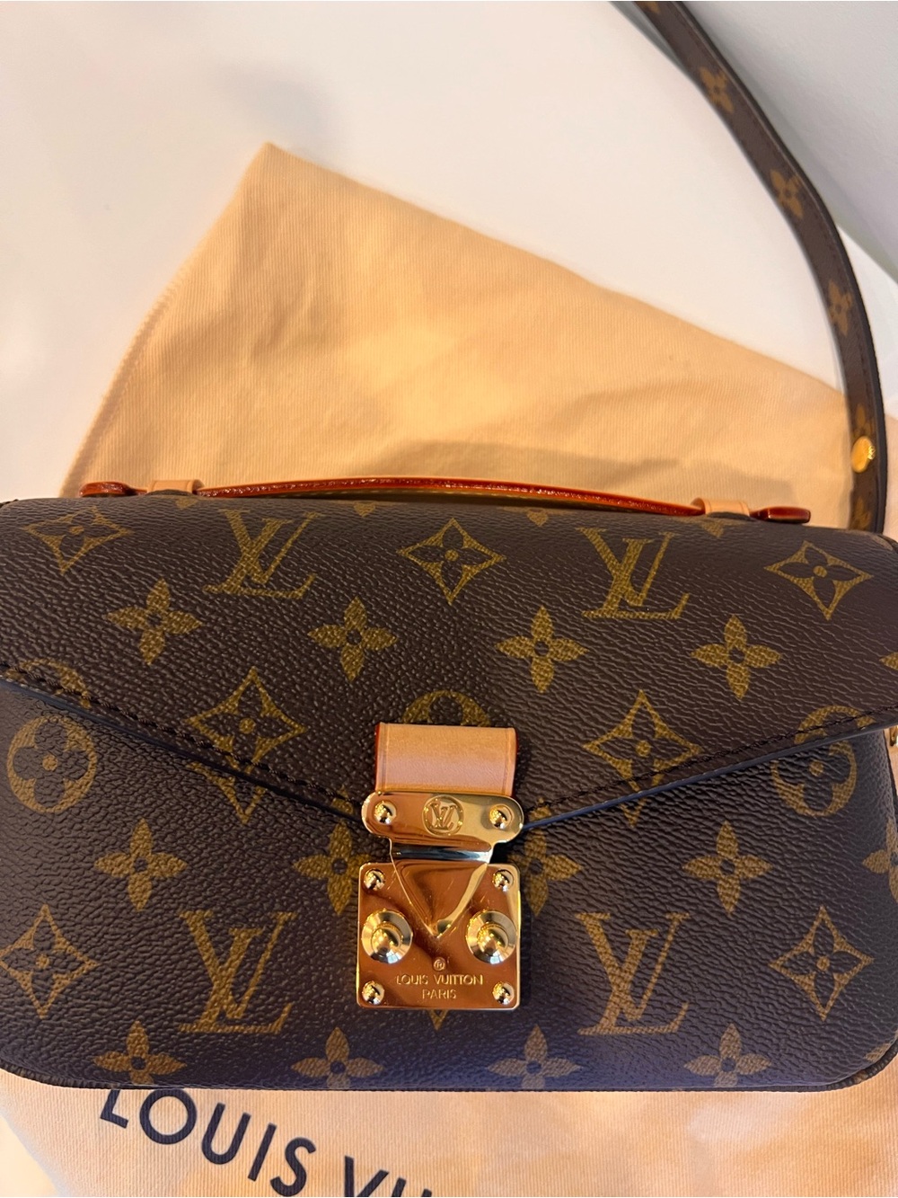Louis Vuitton Brown Monogram Canvas Crossbody with Gold Chain - Picture 11 of 16